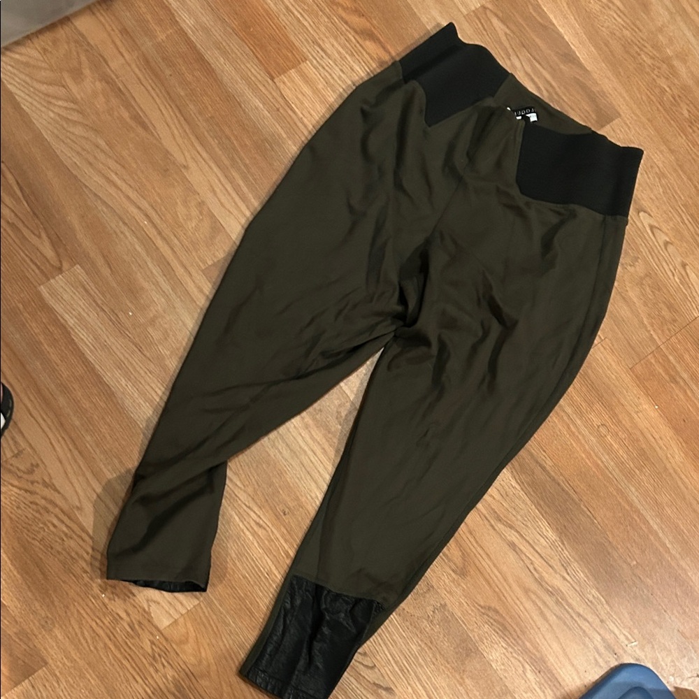 Olive Green Women's Pants with Black Accents